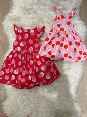Girls Cherry Dot Sundress Duo - Red & Pink Size 3 and 4